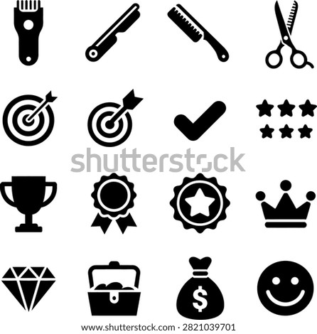 grooming tools and achievement symbols with positive affirmations and rewards