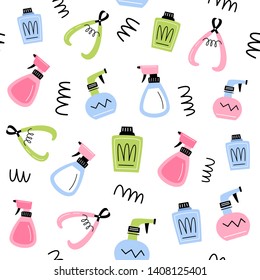 Grooming. Vector seamless pattern in flat style