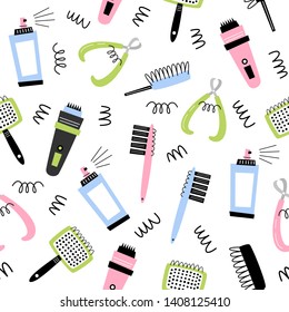 Grooming. Vector seamless pattern in flat style