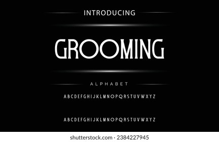 Grooming Vintage decorative font  with label design and background pattern