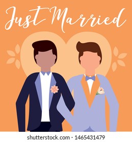 Grooms avatars design, Wedding marriage love celebration invitation and engagement theme Vector illustration