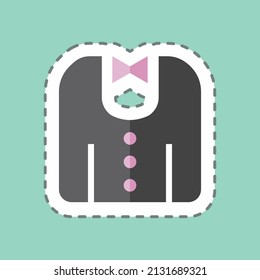 Groom's dress Sticker in trendy line cut isolated on blue background