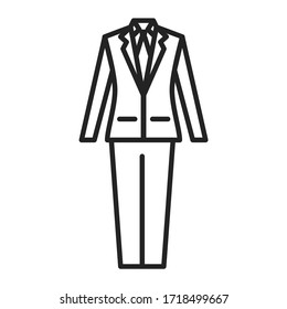 Groom's outfit line black icon. Men's suit. Wedding boutique. Isolated vector element. Outline pictogram for web page, mobile app, promo.