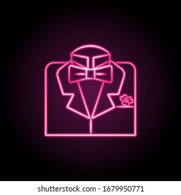 Grooms suit neon icon. Simple thin line, outline vector of wedding icons for ui and ux, website or mobile application