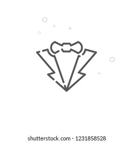 Groom's Suit, the Tuxedo Vector Line Icon. Wedding Symbol, Pictogram, Sign. Light Abstract Geometric Background. Editable Stroke. Adjust Line Weight. Design with Pixel Perfection.