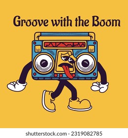 Groove with the Boom With boombox Groovy Character Design