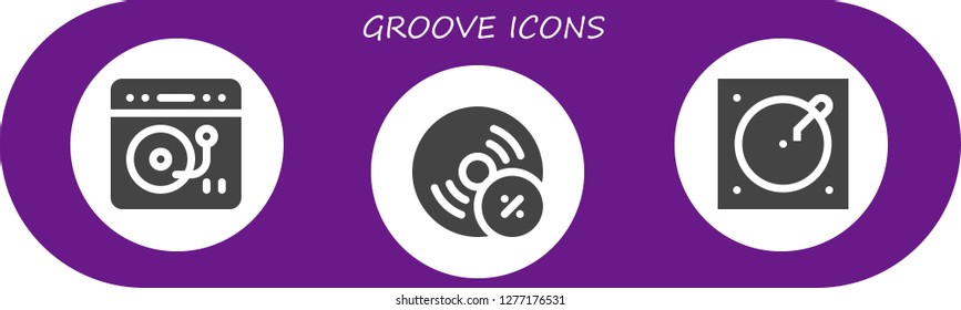  groove icon set. 3 filled groove icons. Simple modern icons about  - Turntable, Vynil