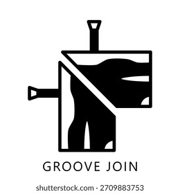 Groove Join Glyph Icon, Mini-Illustration beziehen sich auf Tischlerei, Holzindustrie. Für moderne Konzeption, UI, UX Web- und App-Entwicklung.