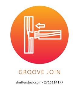 Groove Join Gradient Fill Icon, Mini Illustration Relate To Carpentry, Wood Industry. Use For Modern Concept, Ui, Ux Web And App Development.