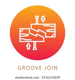 Groove Join Gradient Fill Icon, Mini Illustration Relate To Carpentry, Wood Industry. Use For Modern Concept, Ui, Ux Web And App Development.