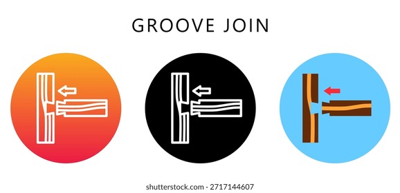 Groove Join Multi Estilo Ícone, Plano, Linha, Glifo, Linear, Tom Duplo. Relacionados Com A Carpintaria, Indústria Da Madeira. Use Para O Desenvolvimento Moderno De Conceitos, Ui, Ux Web E Aplicativos.