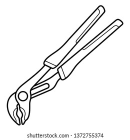 Groove joint pliers. Vector outline icon isolated on white background.