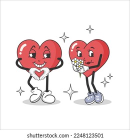 Groove style hearts. Valentine's day concept. Retro