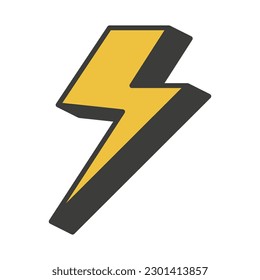 Groove yellow retro lightning bolt icon. Flat design style. Vector illustration.