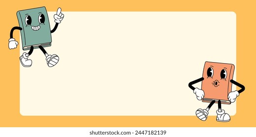 the grooves. the style of the groove. retro style. retro colors. retro pattern. letter. book. a pencil in the retro groove style. on a colored background.vector. hands. legs. cartoon style. seamless