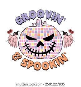 GROOVIN AND SPOOKIN HALLOWEEN T-SHIRT DESIGN