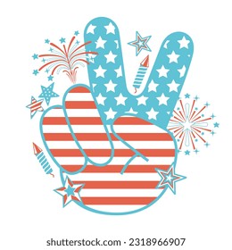 Groovy 4th of July, Peace hand sign