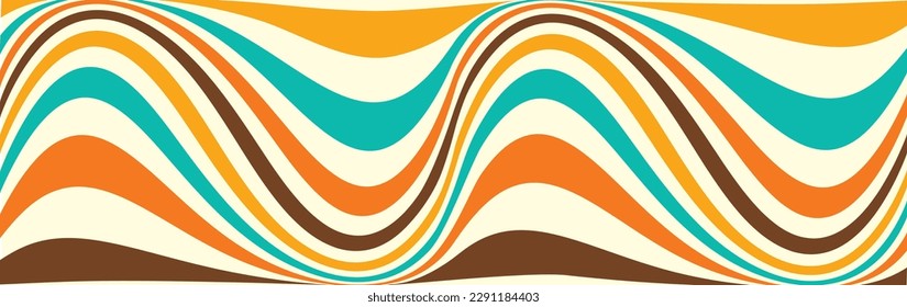 Groovy 70s color background. Vector waves pattern in retro psychedelic style.	