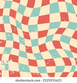 groovy 70s hippie backgrounds. checkerboard. twisted and distorted vector texture in trendy retro psychedelic style. y2k aesthetics,