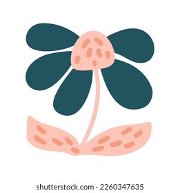 Groovy 70s hippie spring or summer flower print. Positive floral ethno illustration. Aesthetic flat melting organic Groovy hippie funny boho style. Pastel palette.