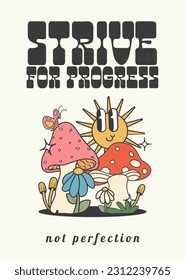 groovy 70s poster, retro wall art, vector illustration