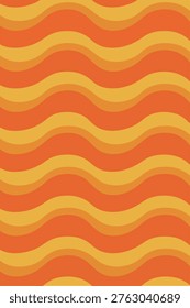 Groovy 70s retro seamless pattern featuring wavy lines in orange and yellow. Seamless vector pattern of liquid wavy stripes for groovy summer textile design. Modern psychedelic wave pattern for 70s style poster and apparel graphics.