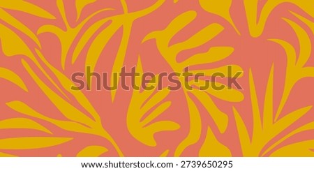 Groovy 70s seamless pattern. Sunset grunge floral elements. Abstract botanical geometric shapes. Retro fashion fabric. Vibrant textile design. Vector illustration