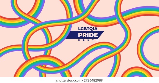 Groovy abstract background with curved rainbow stripes. Retro vector backdrop inspired by 60s–70s hippie style. Vintage hand drawn stripe for trendy banner, poster, cover, creative design template.