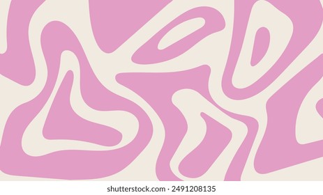 Fondo abstracto estupendo en colores rosa y beige. Patrón de mármol líquido. Textura retro ondulada. Fondo de moda en estilo hippie 60-70.