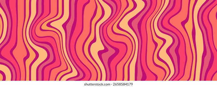 A groovy, abstract background of warm, wavy, flowing lines.