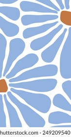 Groovy abstract flower art. Organic doodle shapes in trendy naive retro hippie 60s 70s style