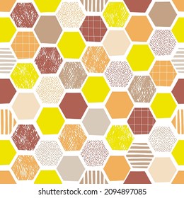 Groovy abstrakte Honigwabenvektorgrafik nahtlos. Boho Babypapier schneidet sechseckige Hintergrund. Skandinavisches Dekorationsdesign für Kindergarten und Kindertextilien.