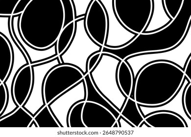 Groovy abstract horizontal black and white background, vintage aesthetic pattern, psychedelic texture. Fashion print with distorted pattern 