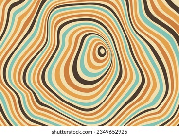 Groovy abstract retro 70s background with repeating circles. Vector trendy illustration in psychedelic style.