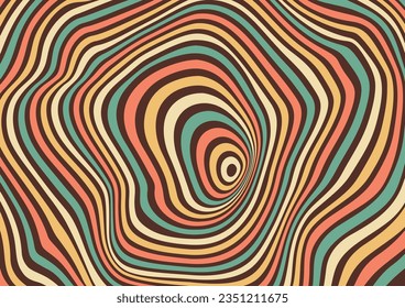 Groovy abstract retro 70s background with repeating colorful circles. Vector trendy illustration in psychedelic style.	