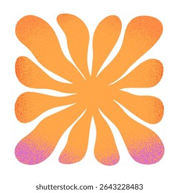 Groovy abstract sun emblem.Summer beach,surf club illustration.Hand drawn graphic element in naive simple style for banners,smm,branding,packaging,covers,prints.Retro summer symbol