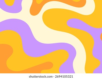 Groovy Abstract Wavy Shapes in Retro Colors
