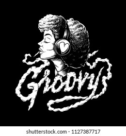 Groovy afro music creative illustration