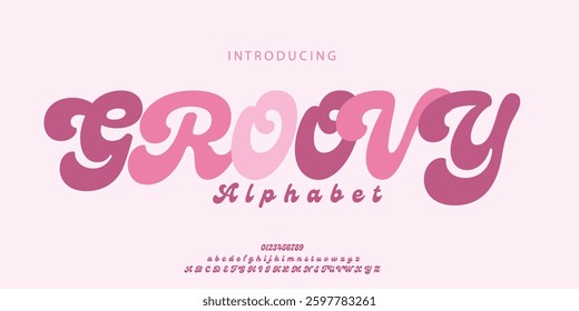 groovy alphabet letters font and number.