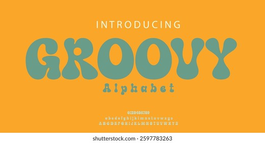 groovy alphabet letters font and number.