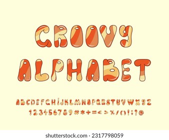 Groovy alphabet, numbers, and symbols. Vector font for posters, logotypes, book covers, flyers, invitations, etc.