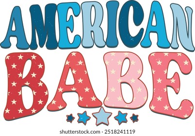 Groovy American Babe text vector