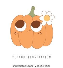 Groovy Autumn, Thanksgiving. Vector Illustration. svg