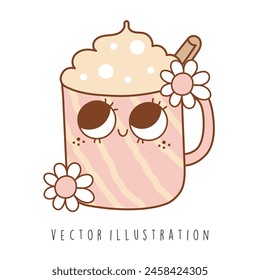 Groovy Autumn, Thanksgiving. Vector Illustration