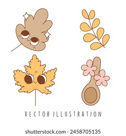 Groovy Autumn, Thanksgiving. Vector Illustration