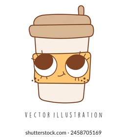 Groovy Autumn, Thanksgiving. Vector Illustration
