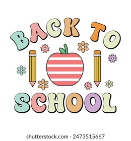 Groovy Back to School Typography Design, Creative Back to School Lettering, Fun Back to School Lettering Art, Colorful Groovy Back to School Lettering Designs, Playful Groovy  Letters for Kids