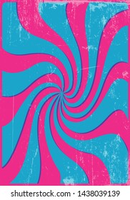 Groovy Background 1960s Psychedelic Art Style, Vintage Colors, Grunge Texture Pattern