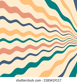 Groovy background in 1970 style with abstract waves. Simple template for posters, covers, stickers. Vintage vector illustration for decor and design.



