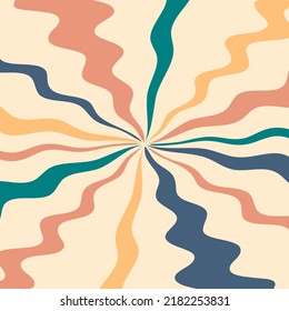 Groovy background in 1970 style with color waves. Fun groovy texture for surface design, paper, posters, stickers. Retro vector illustration for decor and design.



